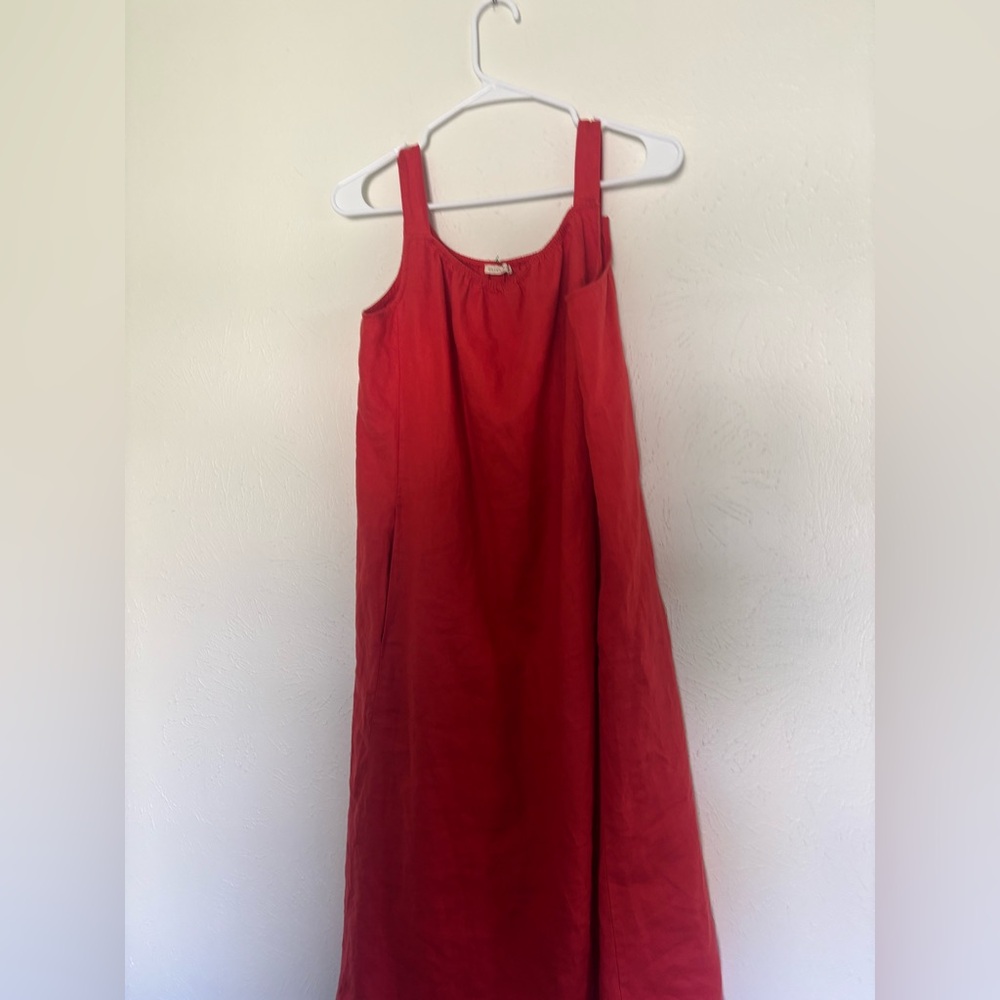 Eileen Fisher Organic Linen Red Dress Large - Picture 6 of 7